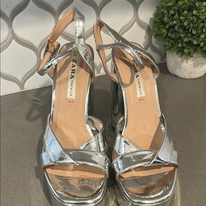 Zara Silver Elegant Heels